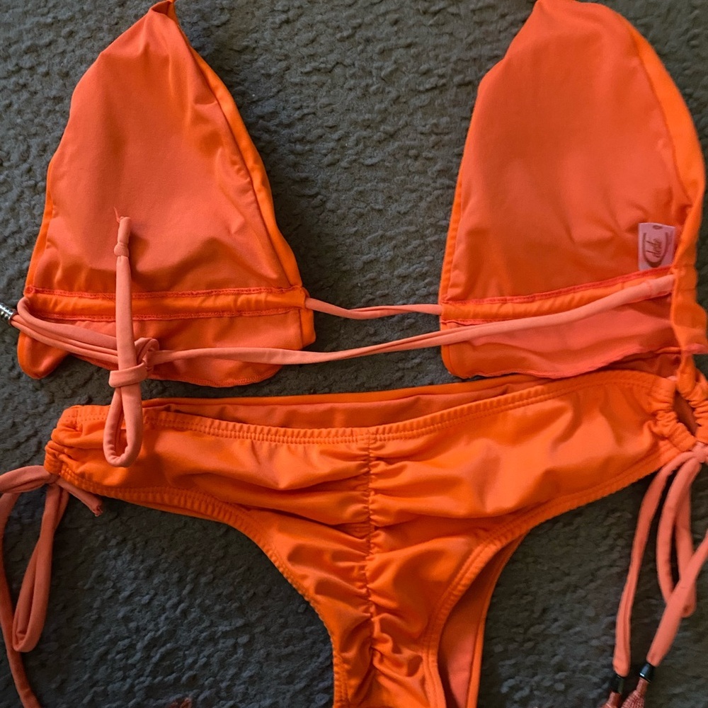 Celeste Vibrant Triangle Orange String Ruched Bea… - image 6